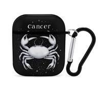Zodiac Sign C-ancer Compatible with Airpod 1/2 Case PC Scratch-Resistant Drop-Proof Protective Cover with Keychain Black-style