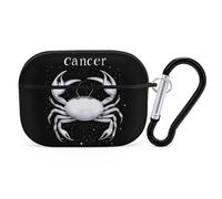 Zodiac Sign C-ancer Compatible with Airpod Pro Case PC Scratch-Resistant Drop-Proof Protective Cover with Keychain Black-style