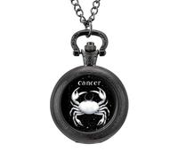 Zodiac Sign C-ancer Men's Pocket & Fob Watches Analogue Display Quartz Watch with Chain for Birthday Christmas Father's Day Black-Style