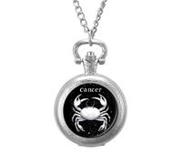 Zodiac Sign C-ancer Men's Pocket & Fob Watches Analogue Display Quartz Watch with Chain for Birthday Christmas Father's Day Silver-Style