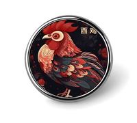 Zodiac Sign Chicken Badge Holder Personalized Metal Button Pin Fashion Round Badge with Pattern Pin DIY Button Badges Exquisite Brooch Crafts Gift Clothes Decorative Pins