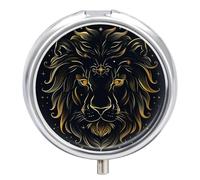 Zodiac Sign Leo Pill Case Box with 3 Compartment Medicine Vitamin Organizer for Purse Pocket 5x5cm