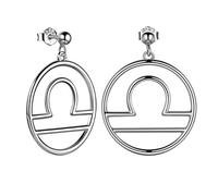 Zodiac Sign Libra Stud Earrings Women Girls Hoop Earrings White Gold Over 925 Sterling Silver 12 Birth Month Round Earrings Constellation Post Earrings for Teens Charm Birthday Gift for Her FE0071T