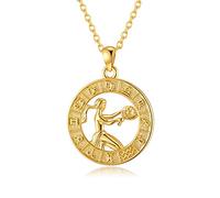 Zodiac Sign Necklaces for Women Gold Coin Constellation Pendant Necklaces Horoscope Jewelry Birthday Gift, Brass, 18k soild gold plated brass