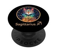 Zodiac sign Sagittarius - Cat illustration PopSockets Adhesive PopGrip