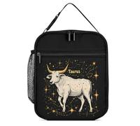 Zodiac Sign Taurus Printed Insulated Lunch Box Portable Lunch Bag with Detachable Handle for Travel Work Picnic