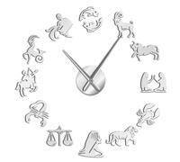 Zodiac Signs Acrylic Clock Kit for Wall Design,3D Frameless Wall Clock with Mirror Stickers for Living Room Decoration-S-27