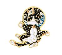 Zodiac Signs Cats and Starry Sky Enamelled Brooch Alloy Space Theme Badge Lapel Pin Jewelry Gift for Women Men Cartoon Space Lapel Pins Accessories, Einheitsgröße, As described