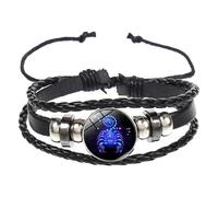 Zodiac Signs Spirit Bracelet, 12 Constellation Zodiac PU Leather Bracelets, Glow in The Dark Handmade Bead Woven Multilayer Adjustable Bracelet, Wristband for Women Men (Scorpio)