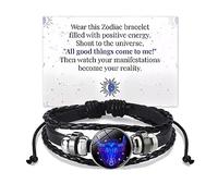 Zodiac Signs Spirit Bracelet, Handmade Woven Multilayer Adjustable 12 Constellation Zodiac Leather Bracelets, Jewelry Accessories Gift for Constellation Lover - Manifest Your Desires (Taurus)