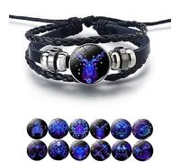 Zodiac Signs Spirit Bracelet, Handmade Woven Multilayer Adjustable 12 Constellation Zodiac PU Leather Bracelets Unisex, Glow in the Dark Zodiac Jewelry Gifts For Women Men (Capricorn)