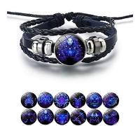 Zodiac Signs Spirit Bracelet, Handmade Woven Multilayer Adjustable 12 Constellation Zodiac PU Leather Bracelets Unisex, Glow in the Dark Zodiac Jewelry Gifts For Women Men (Virgo)