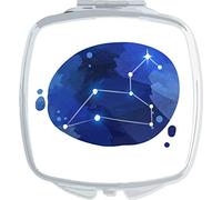 Zodiac Star Sign Leo Plain Constellation compact pocket mirror - silver squared shape