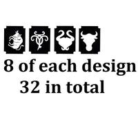 Zodiac Star Signs Tattoo Glitter Stencils Collection (Taurus Tattoo Stencils)