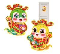 Zodiac Stickers - New Year Decoration Party Favors | 2025 Year of the Snake Chinese New Year Decoration Fu Character Removable Static Stickers for Home Wall,