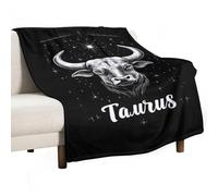 Zodiac Taurus 280GSM Flannel Throw Blanket Anti-pilling Fuzzy Bed Blankets for Sofa Bedroom Office