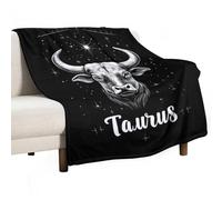 Zodiac Taurus 280GSM Flannel Throw Blanket Anti-pilling Fuzzy Bed Blankets for Sofa Bedroom Office