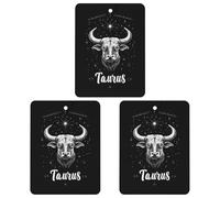 Zodiac Taurus 3 Pcs Automotive Air Fresheners Mirror Aromatherapy Tablets Ornament Car Fragrance Scented Cards Square