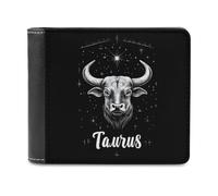 Zodiac Taurus Bi-fold Men's Wallets with 6 Card Slots Slim Travel Purse Leather Money Clip