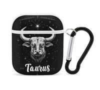 Zodiac Taurus Compatible with Airpod 1/2 Case PC Scratch-Resistant Drop-Proof Protective Cover with Keychain White-style