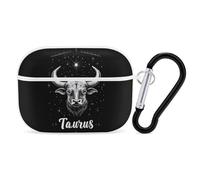Zodiac Taurus Compatible with Airpod Pro Case PC Scratch-Resistant Drop-Proof Protective Cover with Keychain White-style