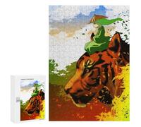 Zodiac Tiger Art Puzzle 300-Piece,Collector's Edition, Chinese Ink Painting Style for Home Display