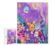 Zodiac Tiger Art Puzzle 500-Piece，Collector's Edition, Chinese Ink Painting Style for Home Display