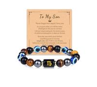 Zodiac Triple Protection Evil Eye Bracelet for Son Husband Boyfriend Brother Man Birthday Christmas Anniversary Jewelry Gifts, Middle