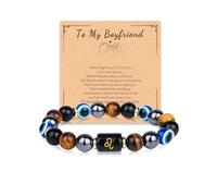 Zodiac Triple Protection Evil Eye Bracelet for Son Husband Boyfriend Brother Man Birthday Christmas Anniversary Jewelry Gifts, Middle