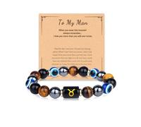 Zodiac Triple Protection Evil Eye Bracelet for Son Husband Boyfriend Brother Man Birthday Christmas Anniversary Jewelry Gifts, Middle