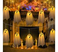 Zodight Ghosts of Halloween String Lights, 3M 10LED Hanging Ghosts 8 Modes Fairy Light with Remote Control, Battery Operated Decoration Indoor Outdoor for Halloween Decoration