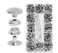 ZODKSNO 200pcs Snap Fastener Kit, 15mm Stainless Steel Press Studs with 3 Setting Tools for Sewing Leather Craft