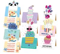 ZODKSNO 30pcs Birthday Card, 10 Designs 9.8 * 13.6cm Folding Birthday Sheets 3D Small Greeting Cards for Male, Female and Children