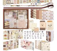 ZODKSNO 346pcs Aesthetic Scrapbook Kit, Vintage Scrapbooking Paper Kit with A6 Grid Notebook and DIY Tools for Photo Albums Decoration (Brown)
