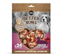 Zeus Better Bones Dog Treats Duck and Cranberry Wrapped Chicken - Pack of 24