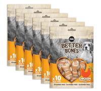 Zoë Better Bones Soft Dog Treat Chews, Pouch of Rawhide-Free, Bone-Shaped Dog Training Chews - Chicken Flavour, 6 Bags of 10 pcs