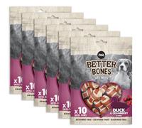 Zoë Better Bones Soft Dog Treat Chews, Pouch of Rawhide-Free, Bone-Shaped Dog Training Chews - Duck & Cranberry Flavour, 6 Bags of 10 pcs