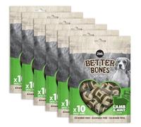 Zoë Better Bones Soft Dog Treat Chews, Pouch of Rawhide-Free, Bone-Shaped Dog Training Chews - Lamb & Mint Flavour, 6 Bags of 10 pcs