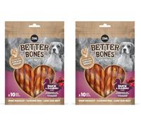 Zoë Better Bones Soft Dog Treat Chews, Pouch of Rawhide-Free, Chicken-Wrapped Twist Dog Training Chews - Duck & Cranberry Flavour, 1 Bag of 10 pcs (Pack of 2)