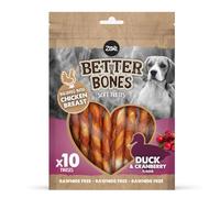 Zeus Better Bones Dog Treats Duck and Cranberry Twists - Pack of 10