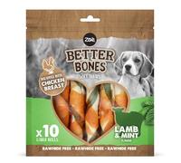 Zoë Better Bones Soft Dog Treat Chews, Pouch of Rawhide-Free, Dog Training Chews Wrapped with Chicken Breast - Lamb & Mint Flavour, 1 Bag of 10 pcs