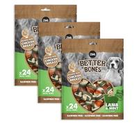 Zoë Better Bones Soft Dog Treat Chews, Pouch of Rawhide-Free, Dog Training Chews Wrapped with Chicken Breast - Lamb & Mint Flavour, 3 Bags of 24 pcs