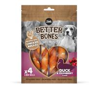Zeus Better Bones Dog Treats Duck and Cranberry Rolls - Pack of 4