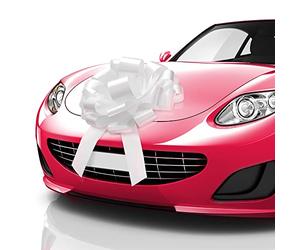 Zoe Deco - Big Car Bow - Glossy White, 16 Inch - Giant Car Bow for Birthday, Christmas, Wedding Reception, Surprise Party - Large Gift Wrapping for Huge Present