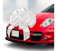 Zoe Deco - Big Car Bow - Glossy White, 23 Inch / 58 cm - Round Shape Giant Car Bow for Birthday, Christmas, Wedding Reception, Surprise Party - Large Gift Wrapping for Huge Present