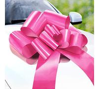 Zoe Deco - Big Car Bow - Pink, 23 Inch / 58 cm - Giant Car Bow with 2 Gold Accessory Bows for Birthday, Christmas, Wedding Reception, Surprise Party - Large Gift Wrapping for Huge Present
