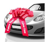Zoe Deco - Love You Car Bow - Red, 30 Inch - Giant Car Bow Pre-Printed w/Love You - Large Gift Wrapping for Huge Present