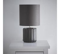 Zoe Grey Ceramic Table Lamp with Matching Velvet Shade