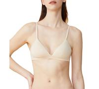Zoe Jacobs Organic Cotton Bras for Women Wireless Lightly Padded Triangle Bralette, Nude, S