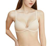 Zoe Jacobs Organic Pima Cotton Wireless Triangle Bralette Lightly Lined Comfort Everyday Bra for AAA AA A B Cups, Nude, S